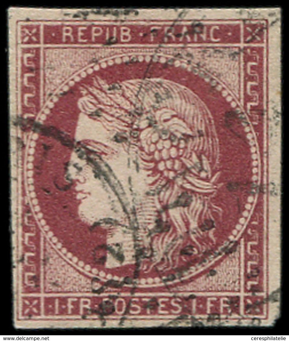 EMISSION DE 1849 - 6     1f. Carmin, Obl. PC Et Grand Càd Américain, TB - 1849-1850 Cérès