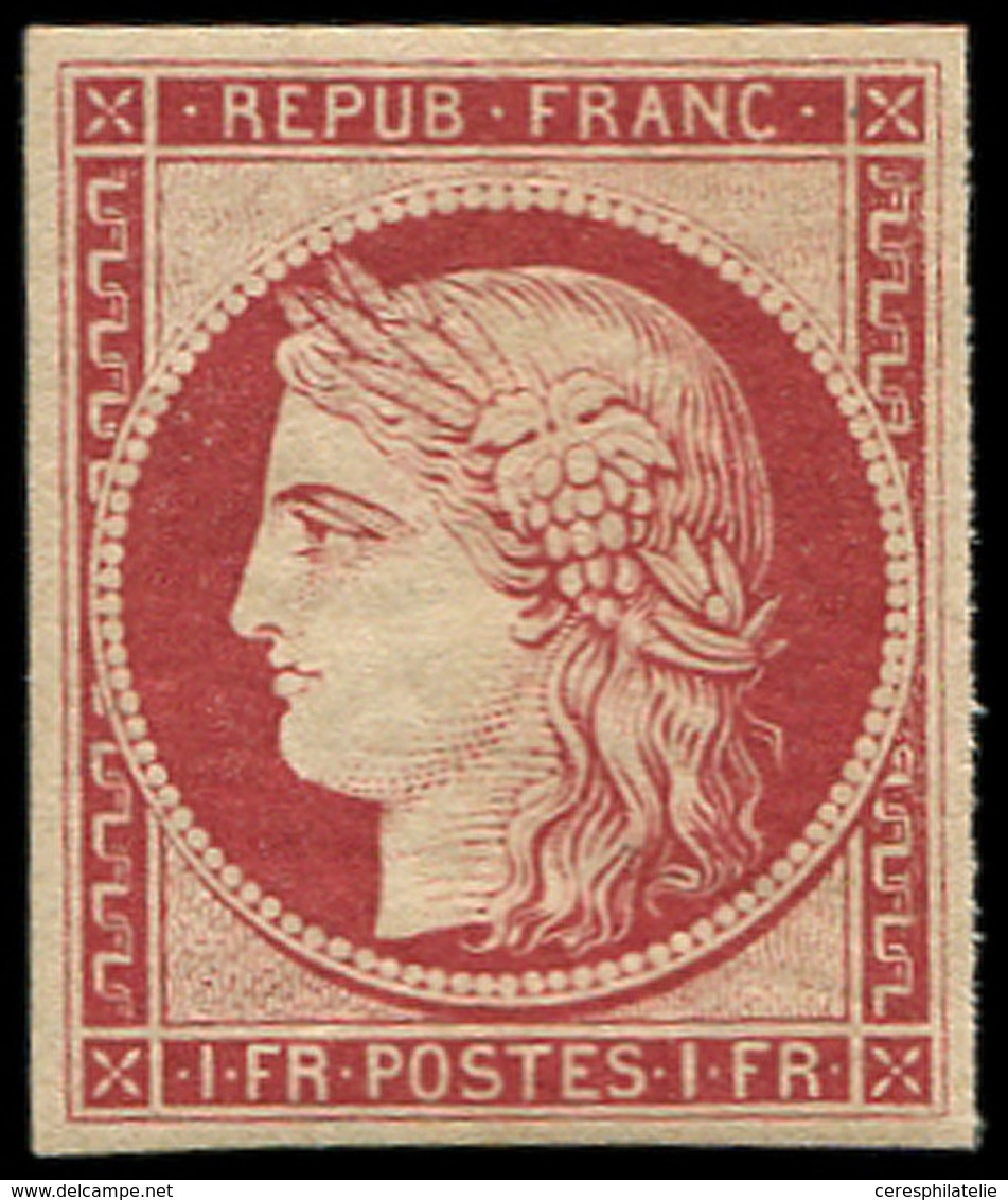 * EMISSION DE 1849 - R6f   1f. Carmin, REIMPRESSION, Ch. Légère, TB - 1849-1850 Ceres