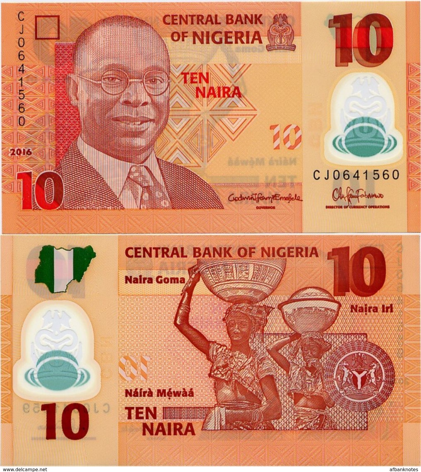 NIGERIA       10 Naira       P-39g       2016       UNC - Nigeria