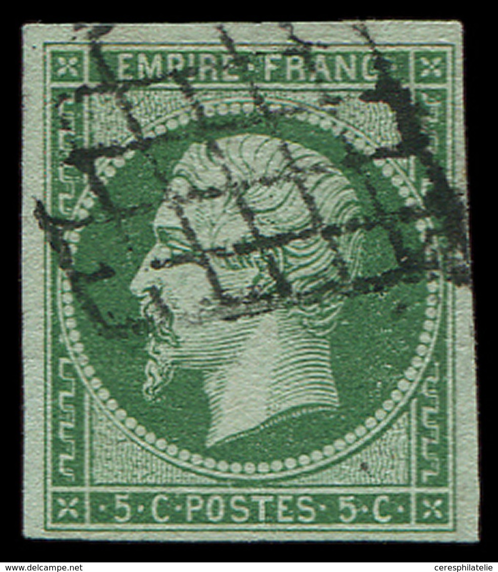 EMPIRE NON DENTELE - 12    5c. Vert, Obl. GRILLE, TB - 1853-1860 Napoléon III