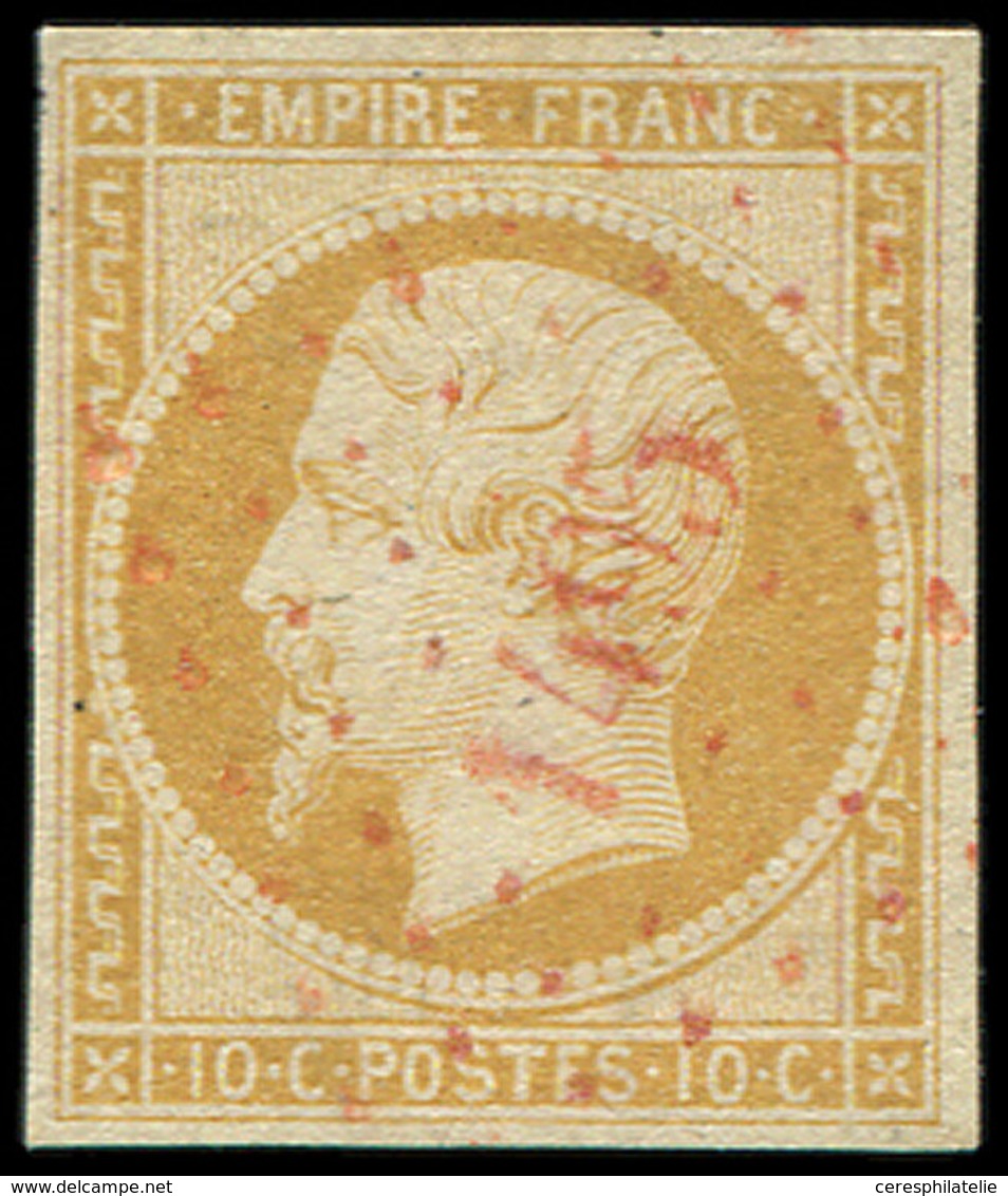 EMPIRE NON DENTELE - 13Aa 10c. Jaune-citron, T I, Obl. PC 1495 En ROUGE, TTB. Br - 1853-1860 Napoléon III