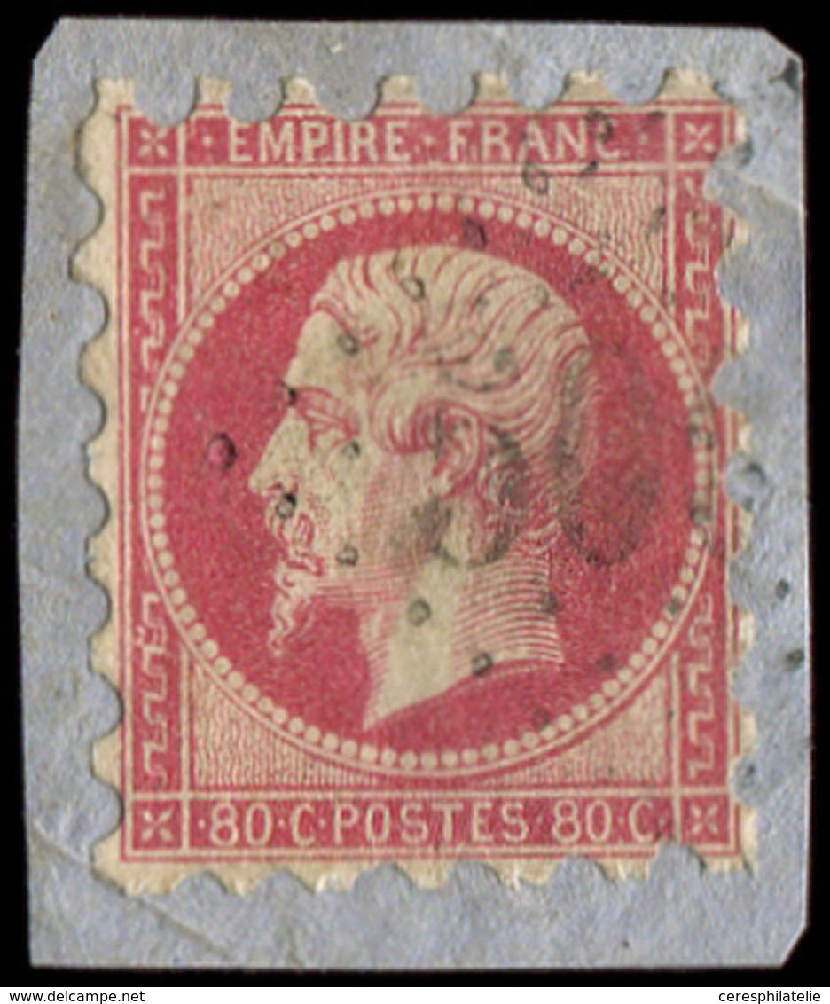 EMPIRE NON DENTELE - 17B  80c. Rose, PIQUAGE SUSSE, Obl. GC 50( ) Sur Petit Fragment, TB - 1853-1860 Napoléon III