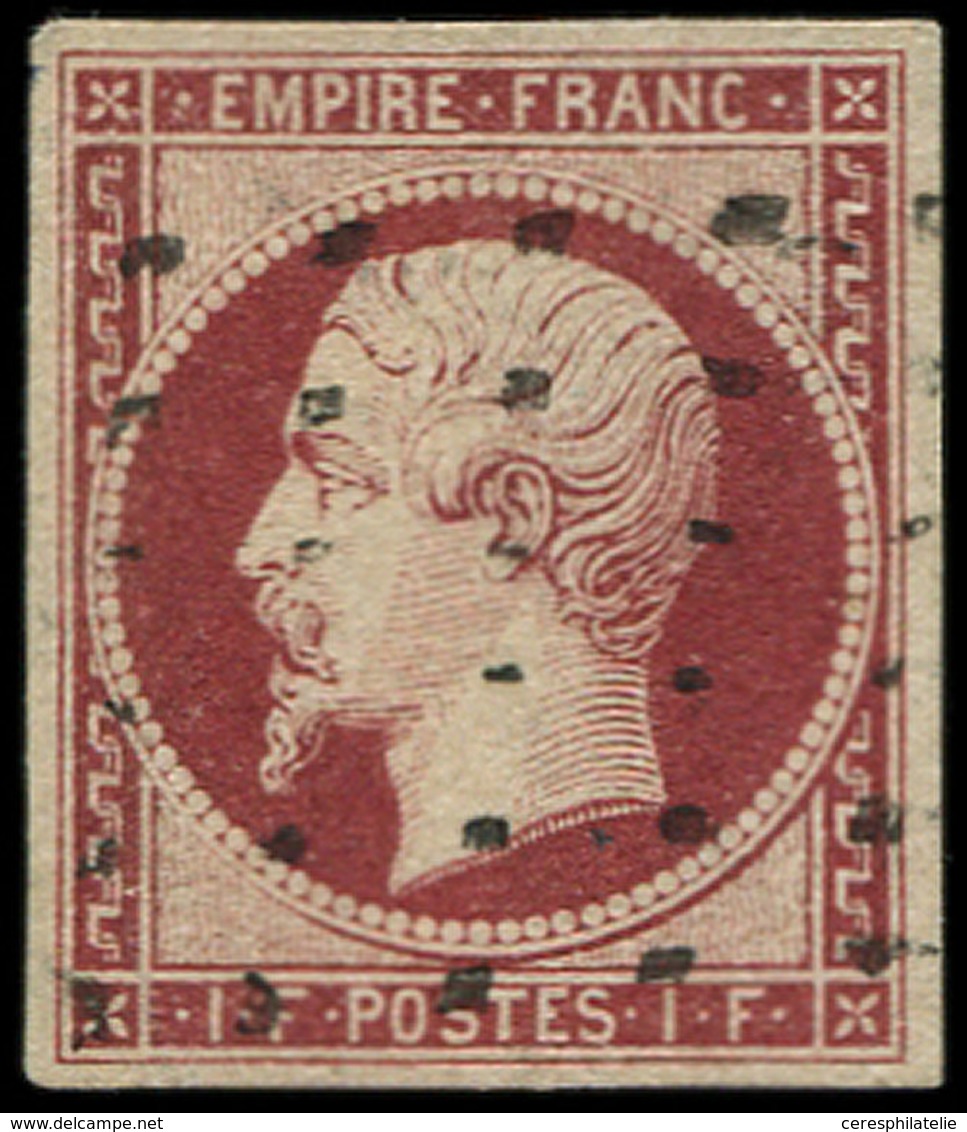 EMPIRE NON DENTELE - 18    1f. Carmin, Obl. GROS POINTS, Frappe Légère, TB/TTB - 1853-1860 Napoleon III