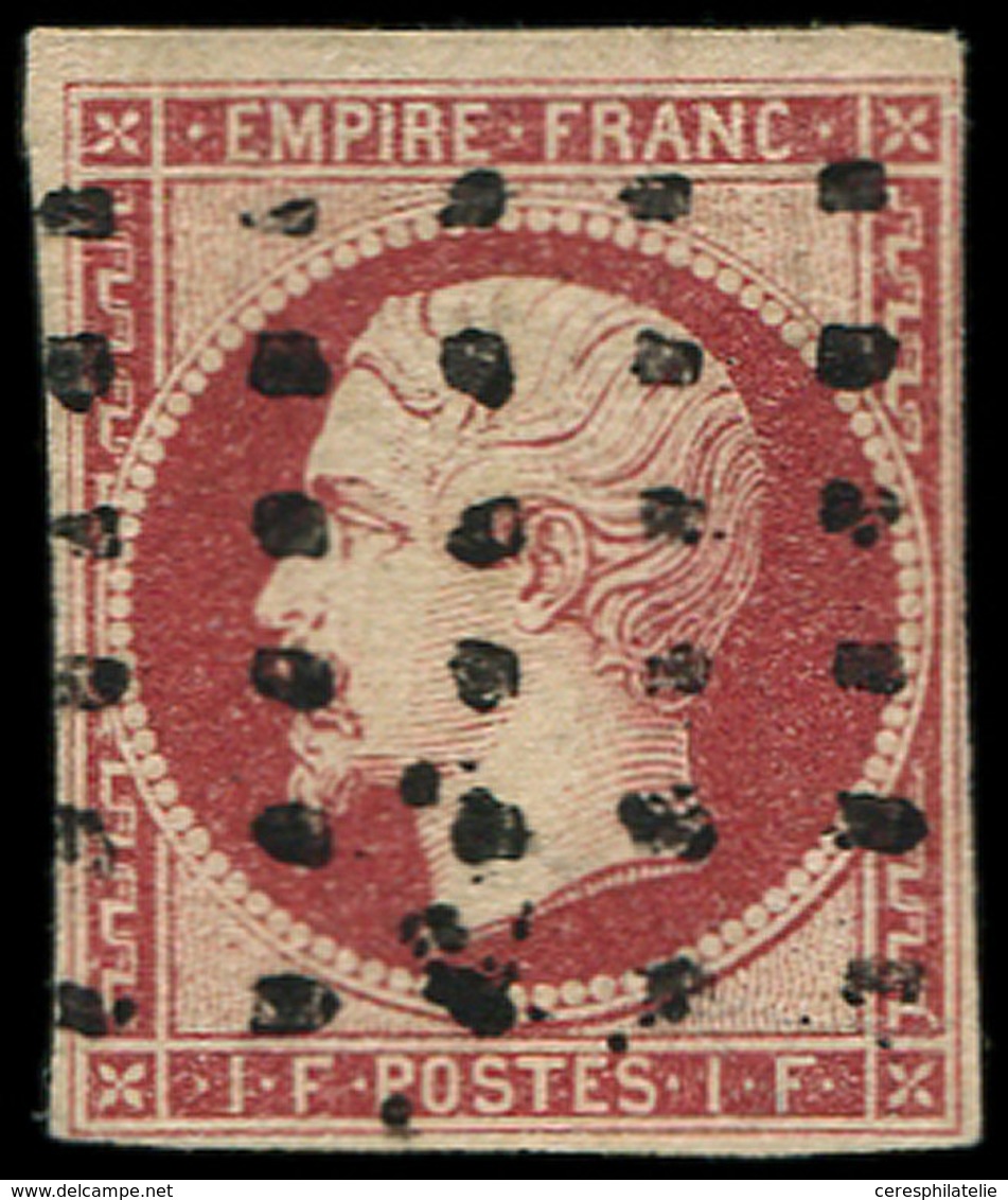EMPIRE NON DENTELE - 18    1f. Carmin, Obl. GROS POINTS, Une Marge Au Filet, Sinon TB. C - 1853-1860 Napoleon III