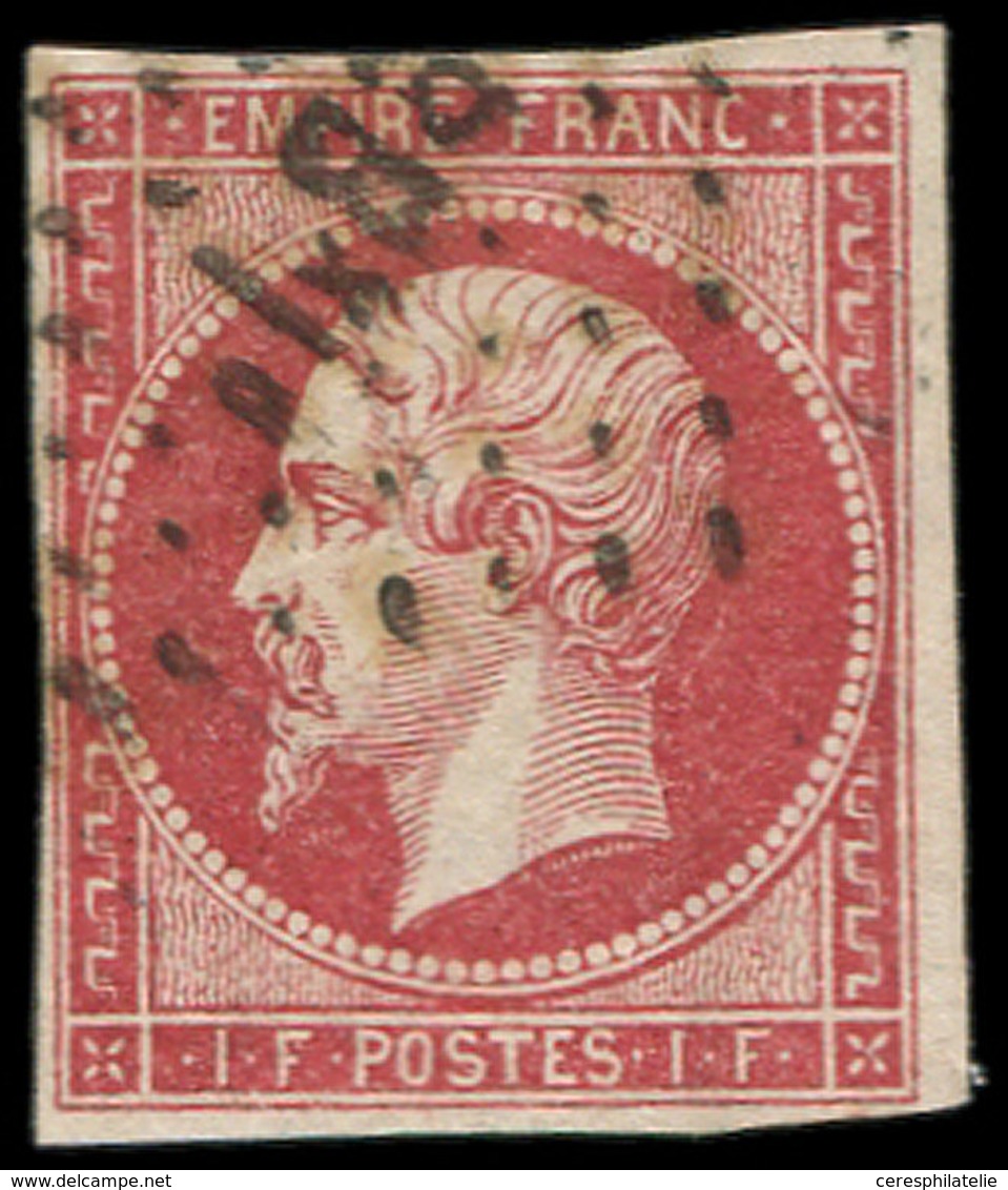 EMPIRE NON DENTELE - 18    1f. Carmin, FAUX SPERATI, Obl. PB1°, TB - 1853-1860 Napoleon III