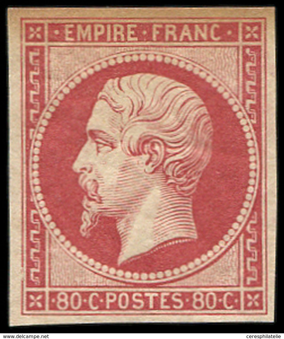 ** EMPIRE NON DENTELE - R17h  80c. Carmin, REIMPRESSION, La Marge Sup. Est Lég. Jaunie, Néanmoins Frais Et TB - 1853-1860 Napoleon III