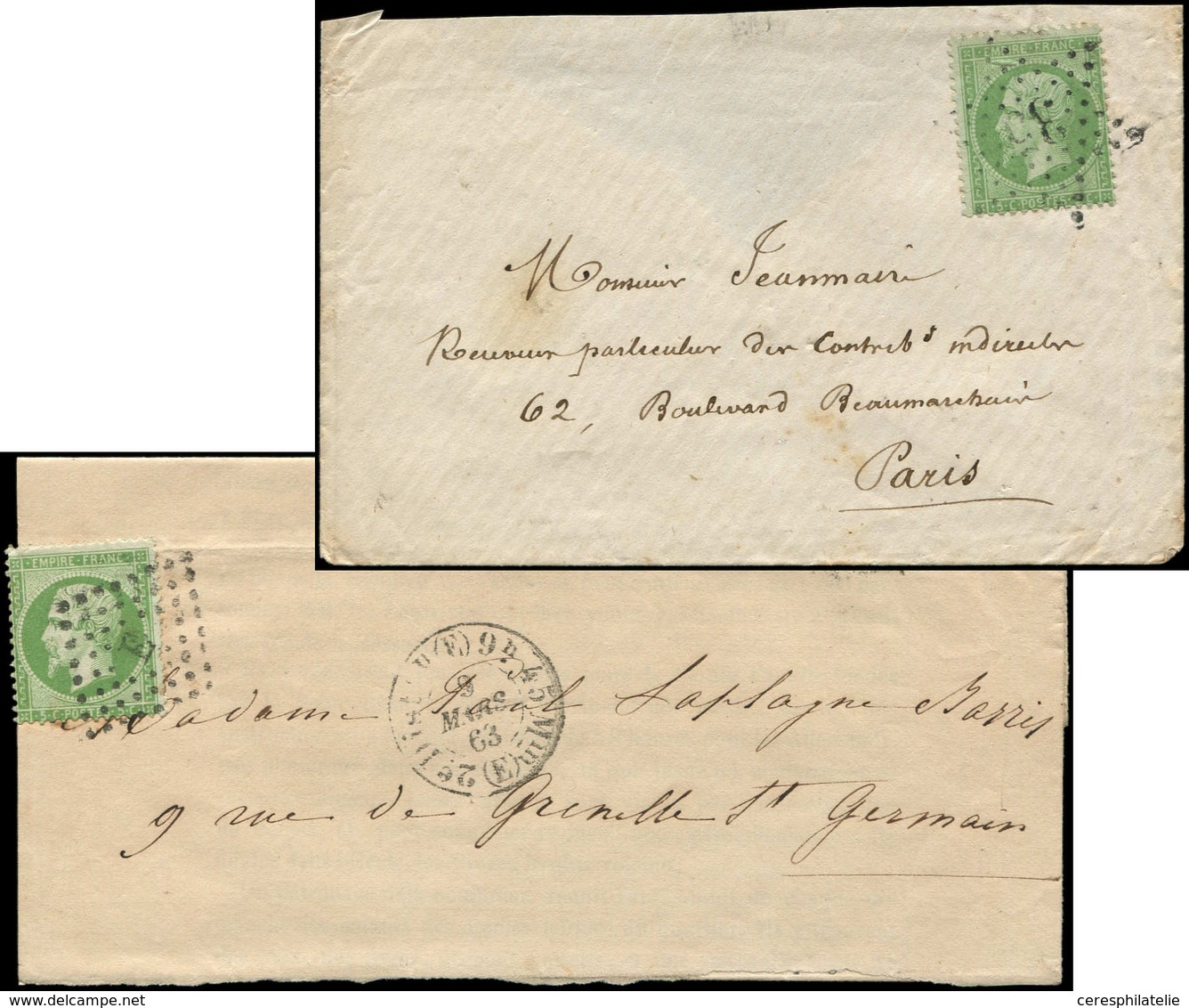 Let EMPIRE DENTELE - 20    5c. Vert, Obl. Etoile 3 Et Los E Seuls S. 2 Lettres Locales, TB - 1862 Napoléon III