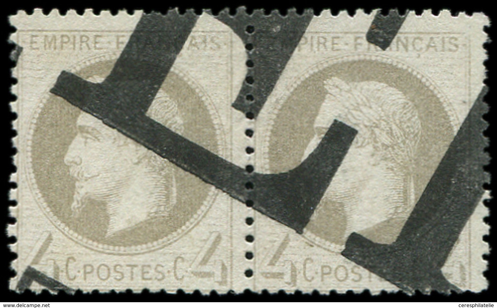 EMPIRE LAURE - 27A   4c. Gris, T I, PAIRE Obl. TYPO, TB - 1863-1870 Napoléon III Con Laureles