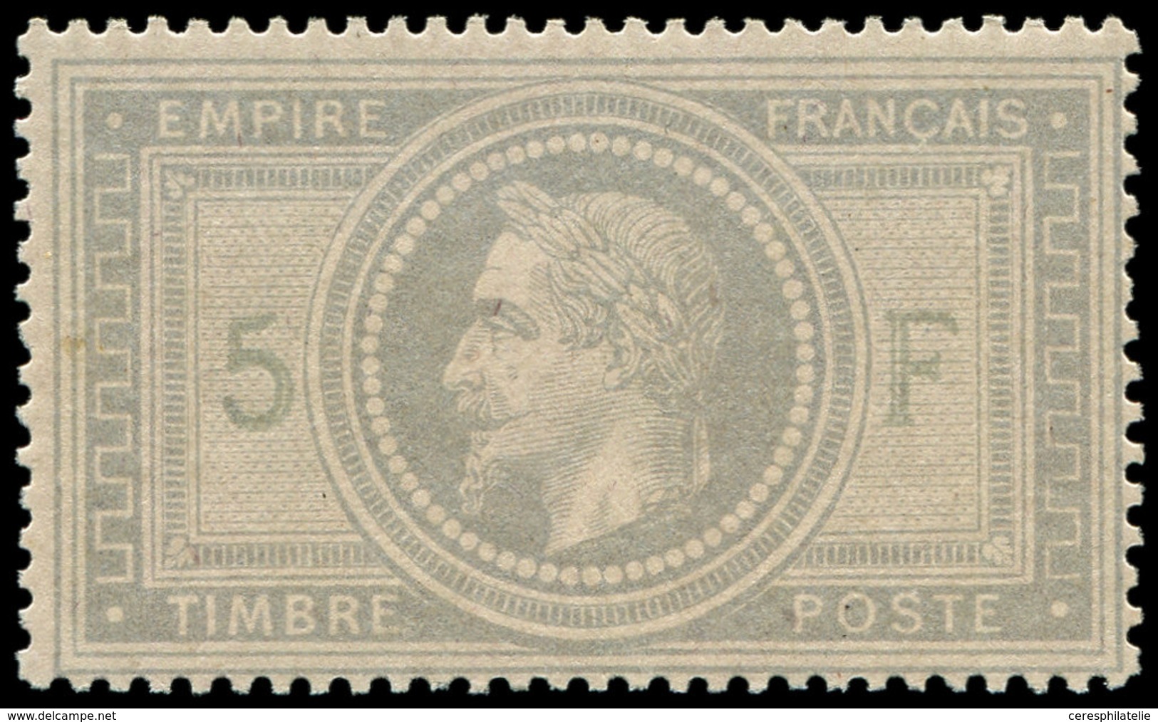 * EMPIRE LAURE - 33    5f. Violet-gris, Gomme Parfaite Avec Une Infime Trace De Ch., Très Frais Et TTB. C - 1863-1870 Napoléon III Con Laureles