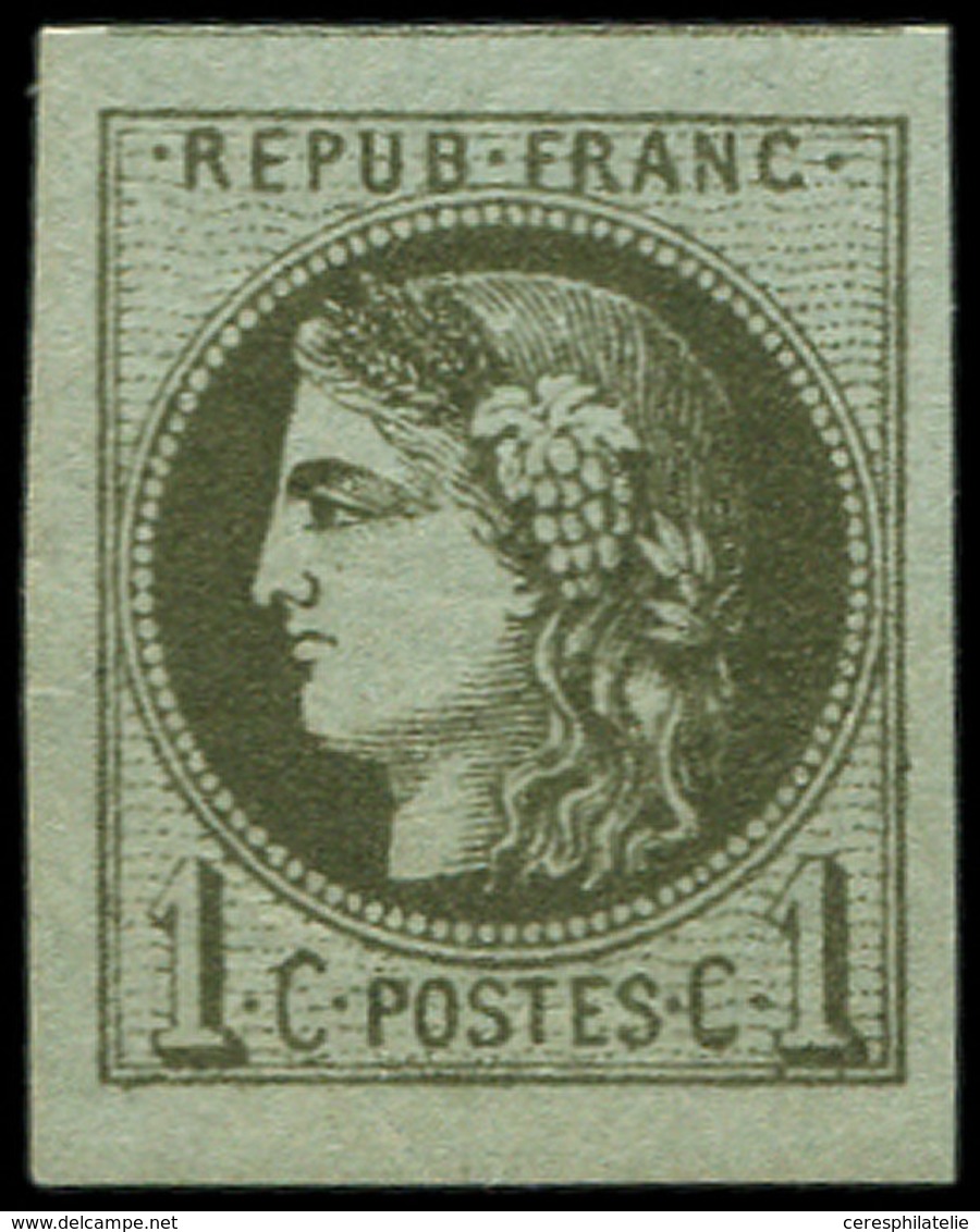 ** EMISSION DE BORDEAUX - 39A   1c. Olive, R I, Très Grandes Marges, Filet De Voisin En Haut, Superbe - 1870 Emisión De Bordeaux