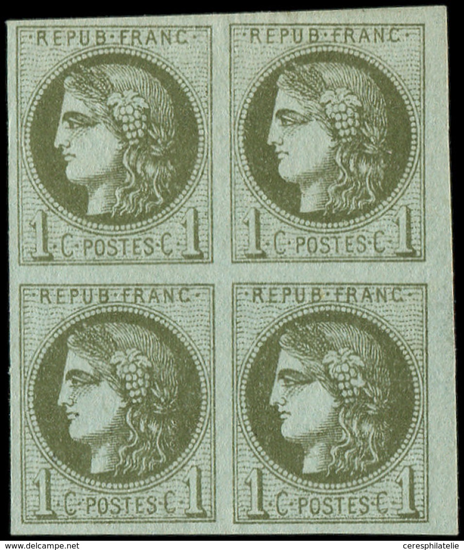 ** EMISSION DE BORDEAUX - 39C   1c. Olive, R III, BLOC De 4 Petit Bdf, TTB - 1870 Emisión De Bordeaux