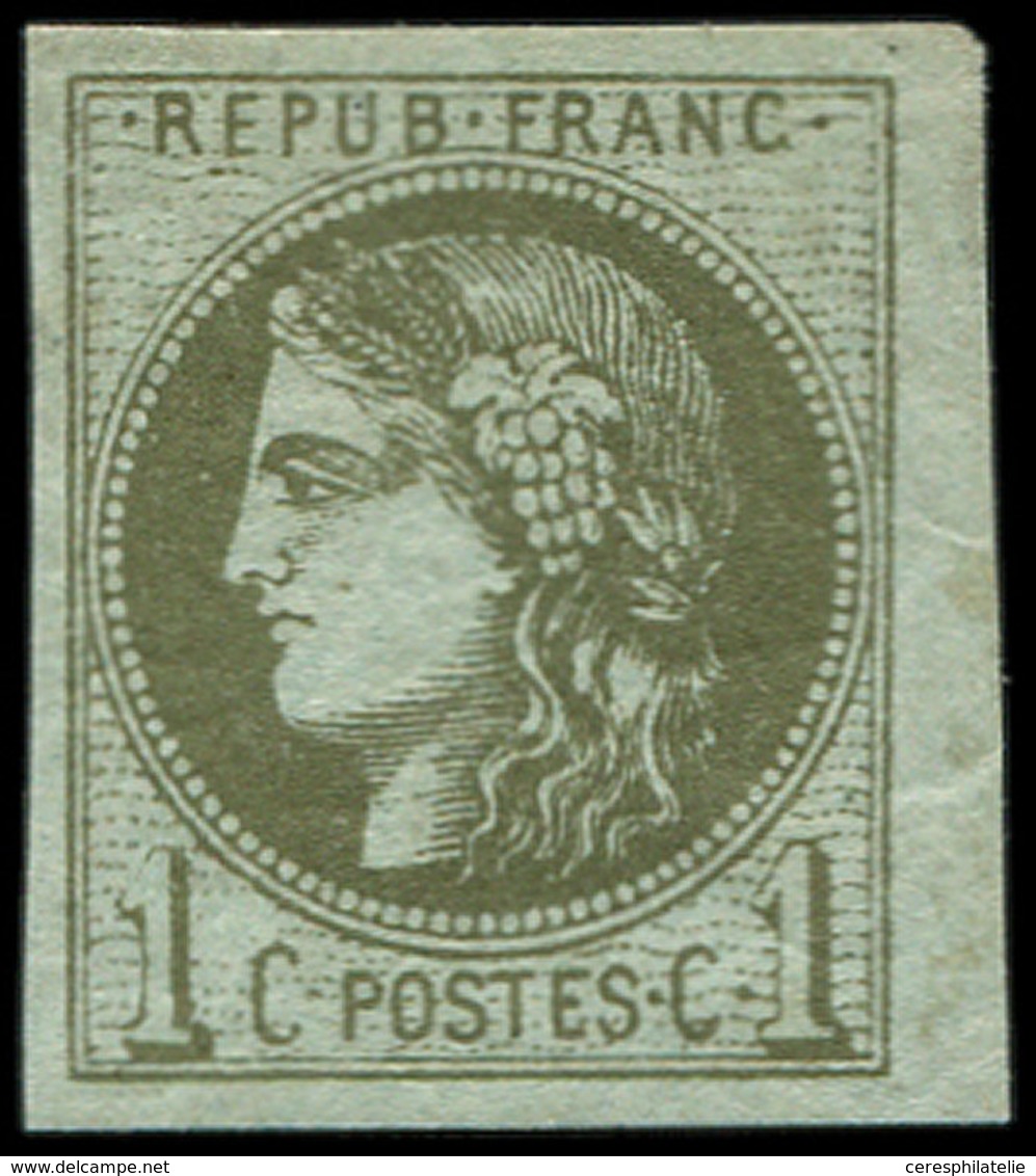 * EMISSION DE BORDEAUX - 39A   1c. Olive, R I, Infime Ch., Petit Bdf, TB/TTB - 1870 Emisión De Bordeaux