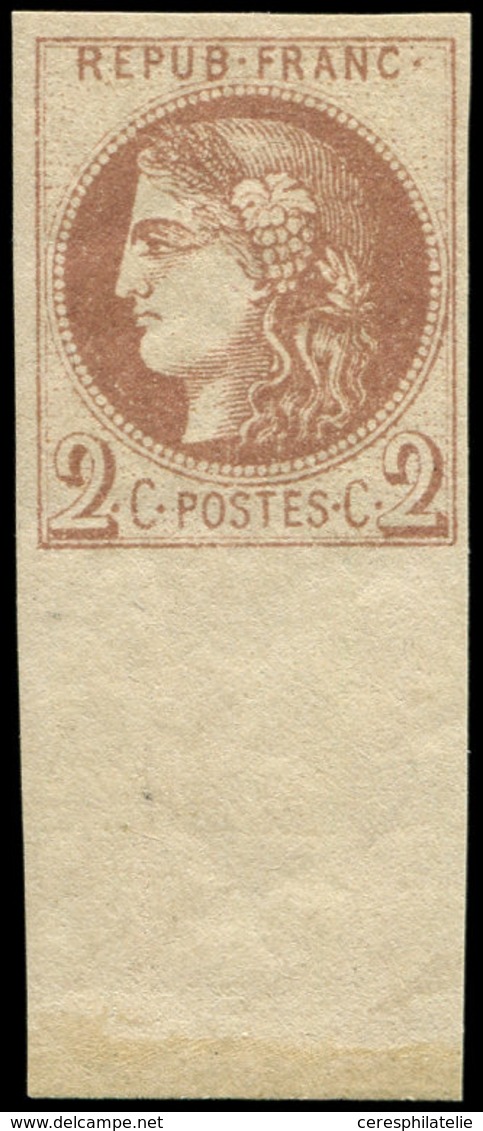 ** EMISSION DE BORDEAUX - 40A   2c. Chocolat Clair, R I, Grand Bdf, Superbe. Br - 1870 Emisión De Bordeaux