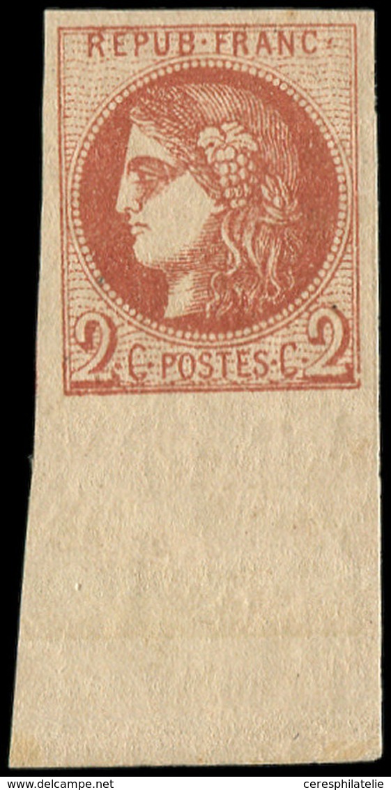 * EMISSION DE BORDEAUX - 40B   2c. Brun-rouge, R II, Grand Bdf, Infime Ch., TTB/Superbe - 1870 Emisión De Bordeaux