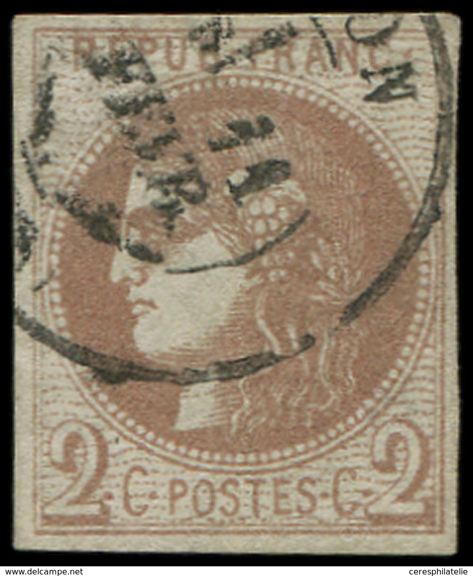 EMISSION DE BORDEAUX - 40Bc  2c. CHOCOLAT FONCE, R II, Obl. Càd, Nuance Certifiée Calves, TB. C - 1870 Emisión De Bordeaux