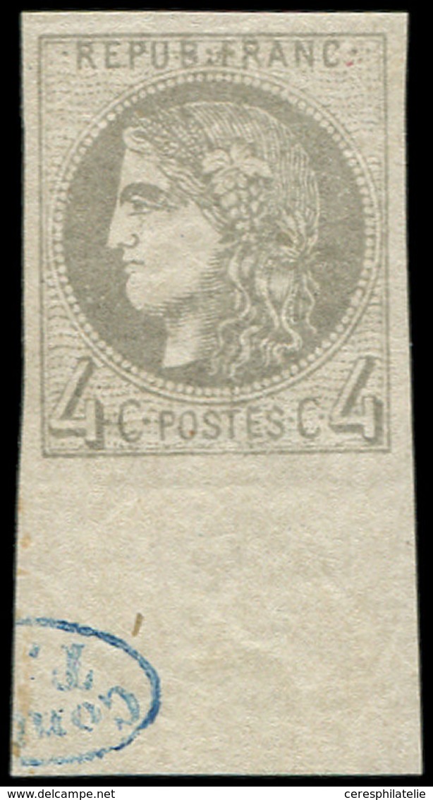 ** EMISSION DE BORDEAUX - 41B   4c. Gris, R II, Bdf Avec Contrôle TP (partie), Superbe - 1870 Emisión De Bordeaux