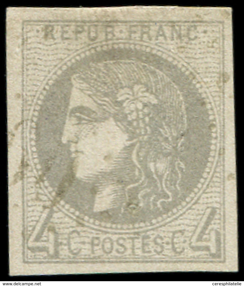 EMISSION DE BORDEAUX - 41B   4c. Gris, R II, Obl. GC, Frappe Légère, TTB - 1870 Emisión De Bordeaux