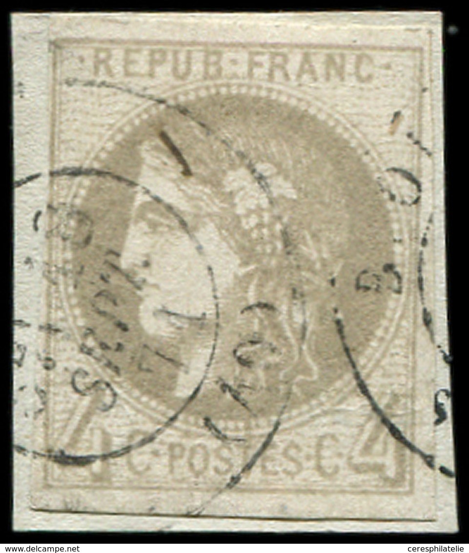 EMISSION DE BORDEAUX - 41B   4c. Gris, R II, Au Filet Sur 3 Mm, Obl. Càd T17 Sur Petit Fragt, B/TB - 1870 Emisión De Bordeaux