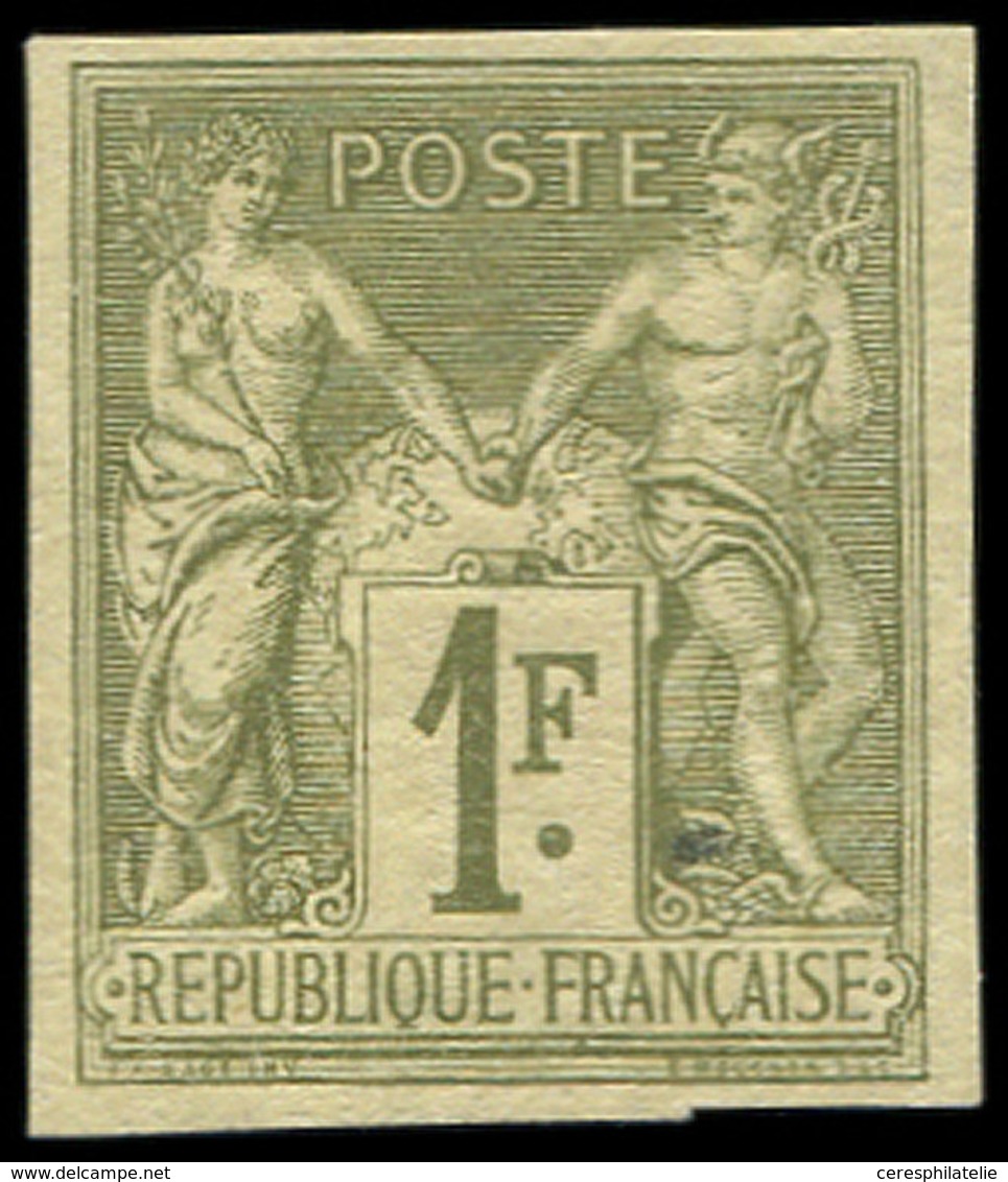 (*) TYPE SAGE - 82a   1f. Olive, NON DENTELE, TB. S - 1876-1878 Sage (Type I)