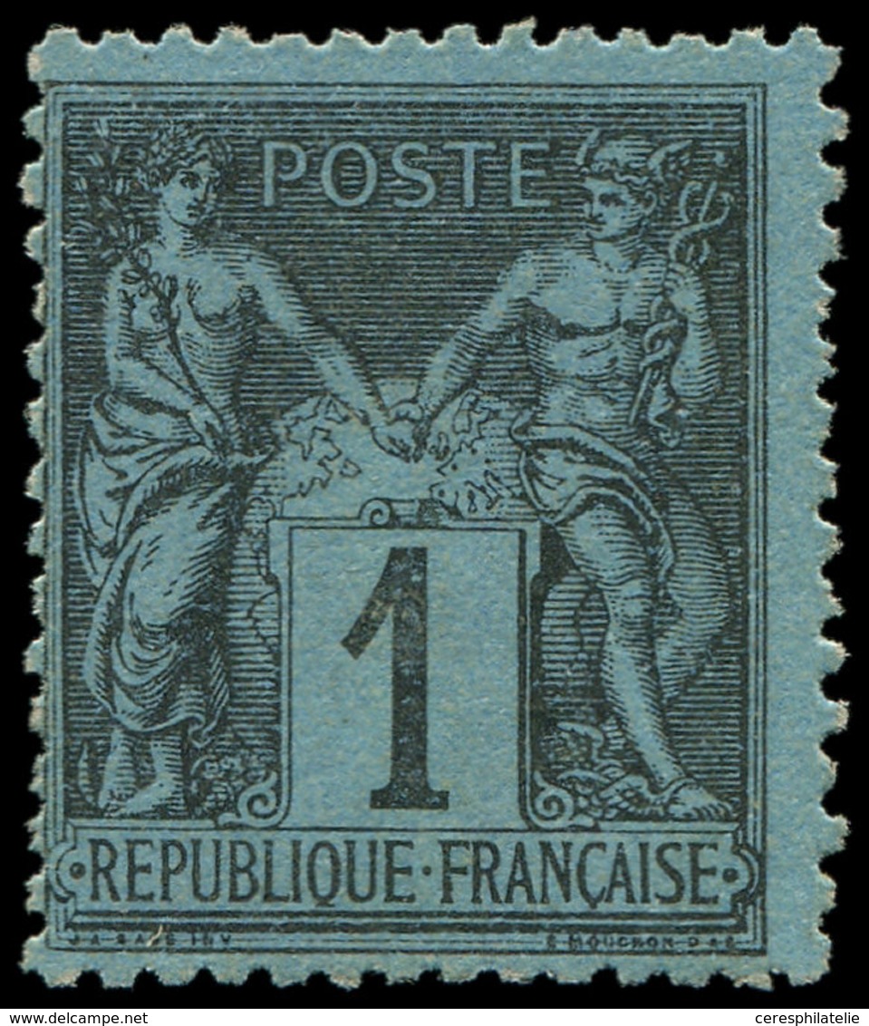 (*) TYPE SAGE - 84    1c. Noir Sur BLEU DE PRUSSE, Très Jolie Nuance, TB. C Et Br - 1876-1878 Sage (Type I)