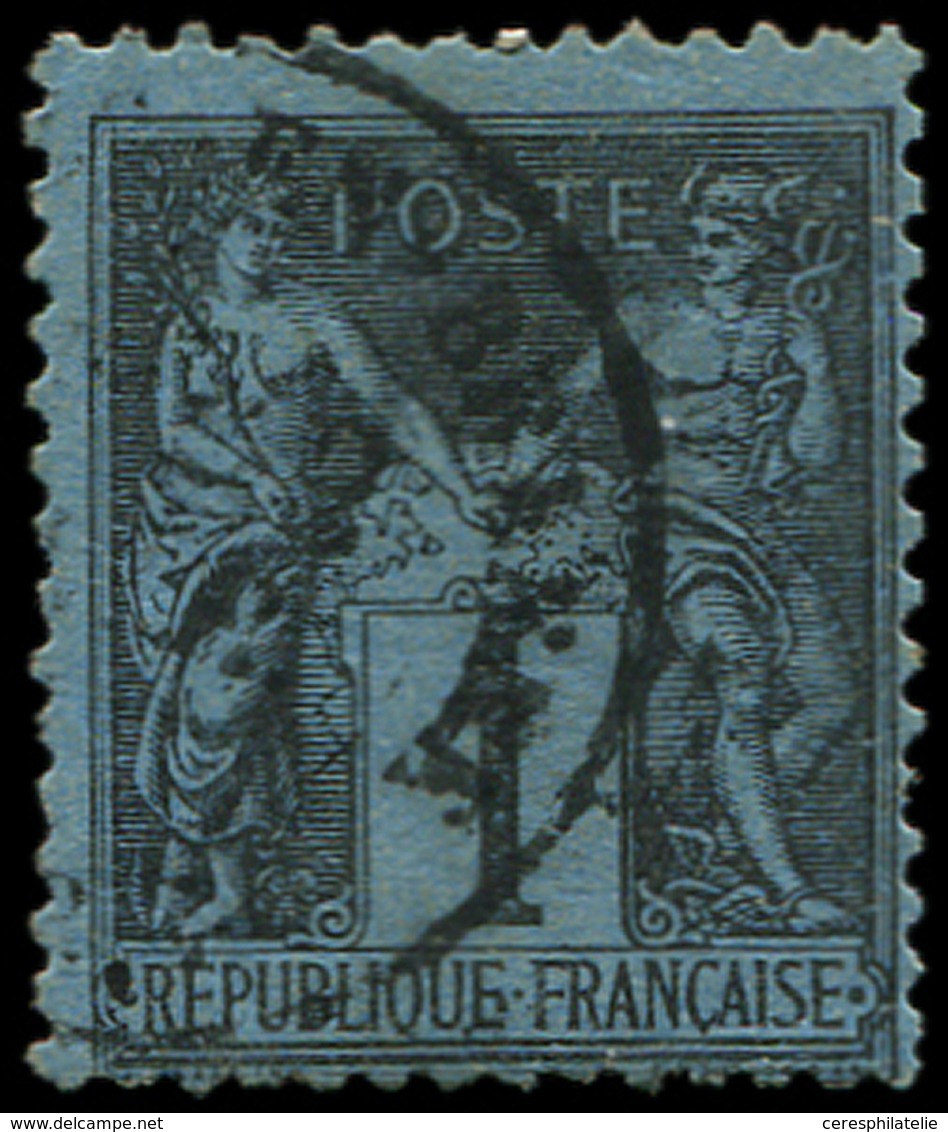 TYPE SAGE - 84    1c. Noir Sur BLEU DE PRUSSE, Obl. Càd, Restauré, Aspect TB - 1876-1878 Sage (Type I)