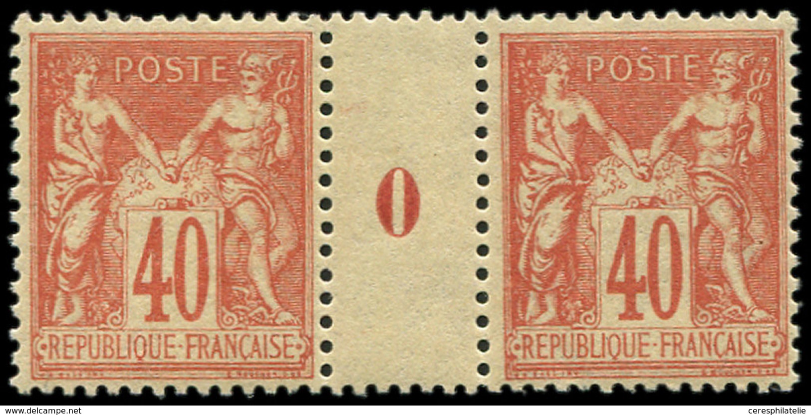 ** TYPE SAGE - 94   40c. Rouge-orange, PAIRE Mill.0, Frais Et TTB - 1876-1878 Sage (Type I)