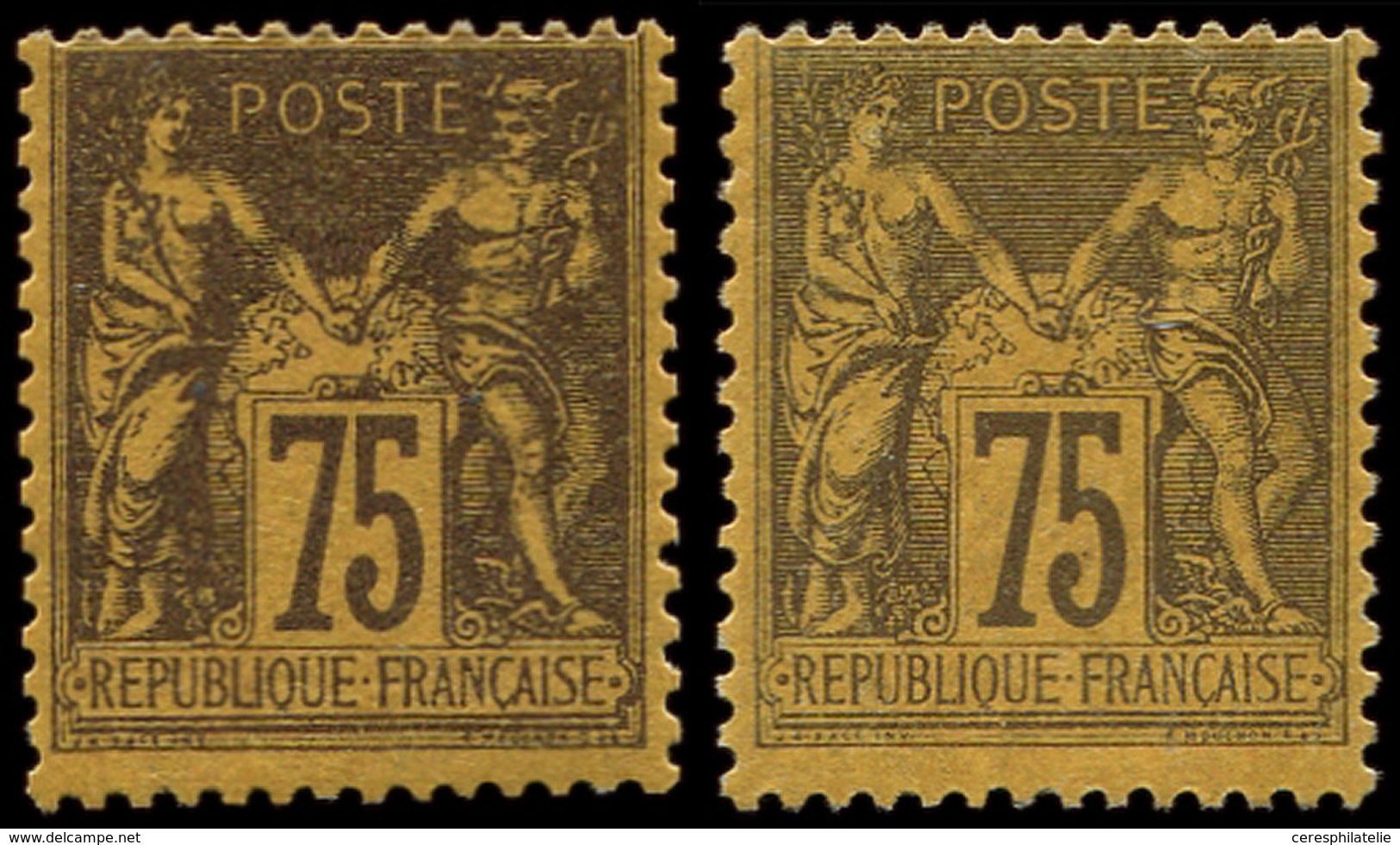 * TYPE SAGE - 99 Et 99a, 75c. Violet Sur Orange Et Sur Jaune, TB - 1876-1878 Sage (Type I)