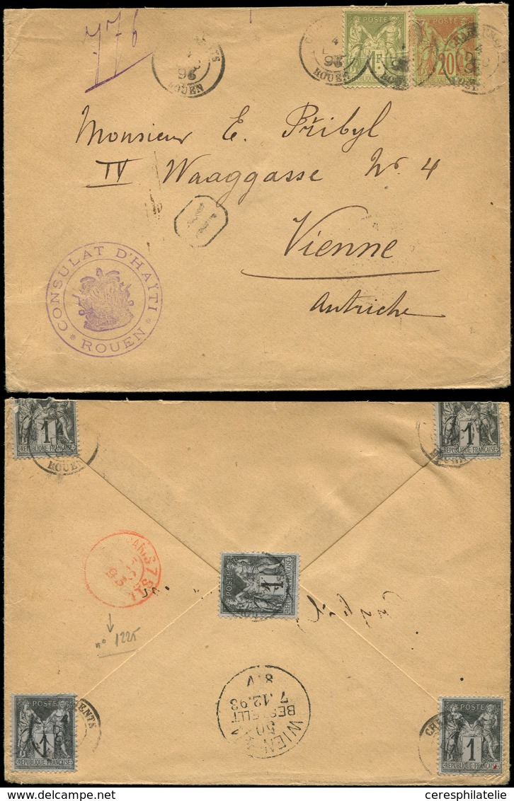 Let Recommandés, Chargés, Par Départements - 74/SEINE INFERIEURE N°82, 83 (5 Dont 2 Coupés) Et 96 Obl. Càd CHARGEMENTS/R - 1877-1920: Periodo Semi Moderno