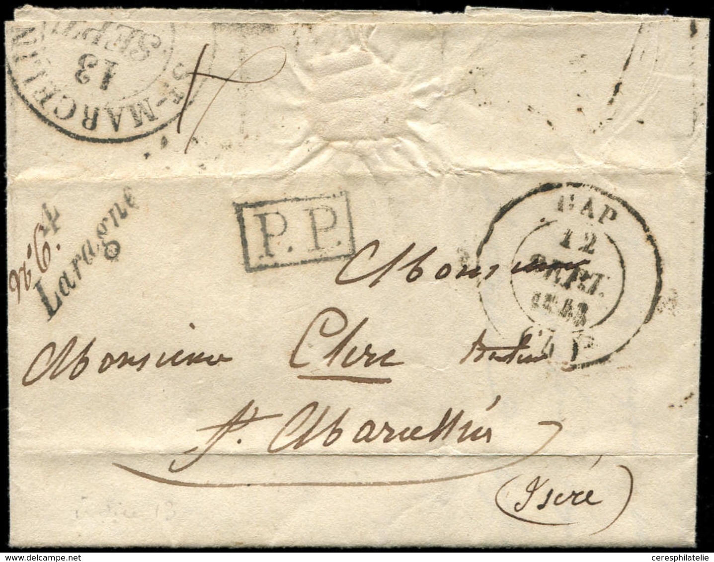 Let OBLITERATIONS PAR DEPARTEMENTS - 4/HAUTES ALPES Cursive 4/LARAGNE Sur LAC, Càd T14 GAP 12/9/43, Superbe - 1849-1876: Periodo Clásico