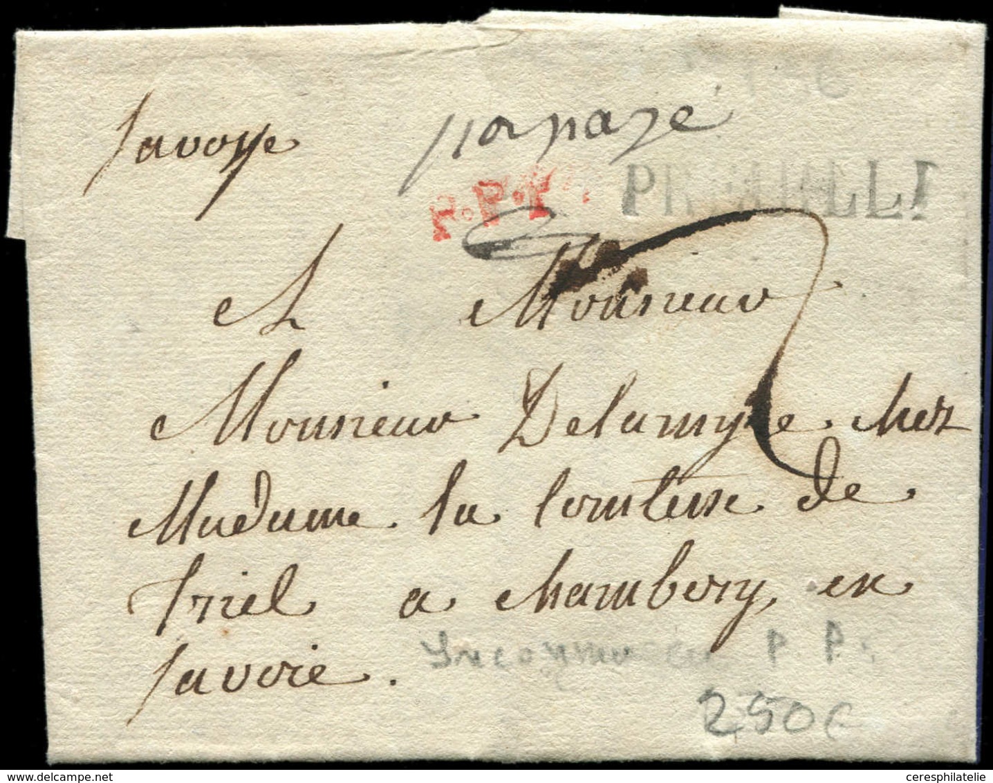 Let OBLITERATIONS PAR DEPARTEMENTS - 36/INDRE & LOIRE MP DE PREUILLY S. LAC De 1791, Marque Manuscrite "por Payé", RR Et - 1849-1876: Periodo Clásico