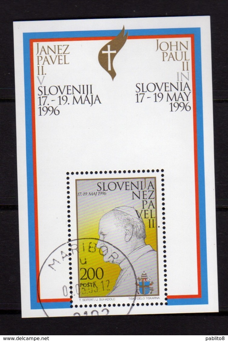 SLOVENIA SLOVENIJA SLOVENIE SLOWENIEN 1996 POPE VISIT VISITA DEL PAPA BLOCK SHEET BLOCCO FOGLIETTO FDC - Slovenia