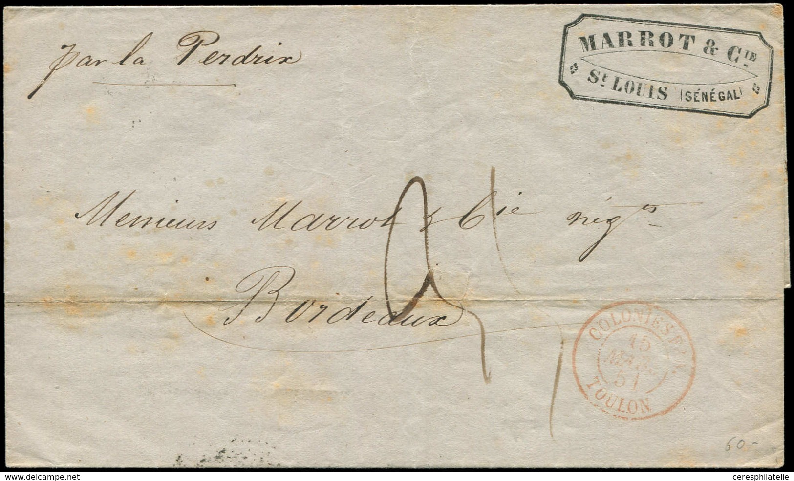 Let POSTE MARITIME - Càd Rouge COLONIES FRA./TOULON 15/3/51 Sur LAC De St Louis Du Sénégal, TB - Correo Marítimo