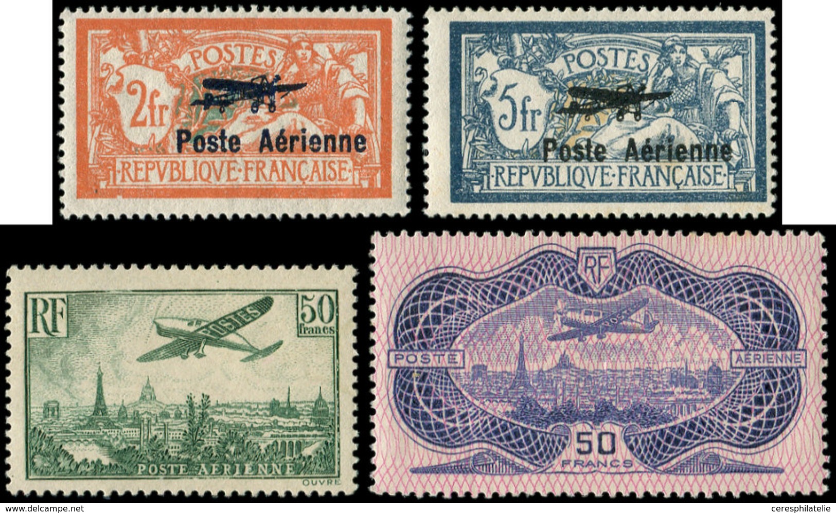 * POSTE AERIENNE - 1/2, 14 Et 15, Salon De Marseille, 50f. Vert Et 50f. Burelé, TB - 1927-1959 Nuevos