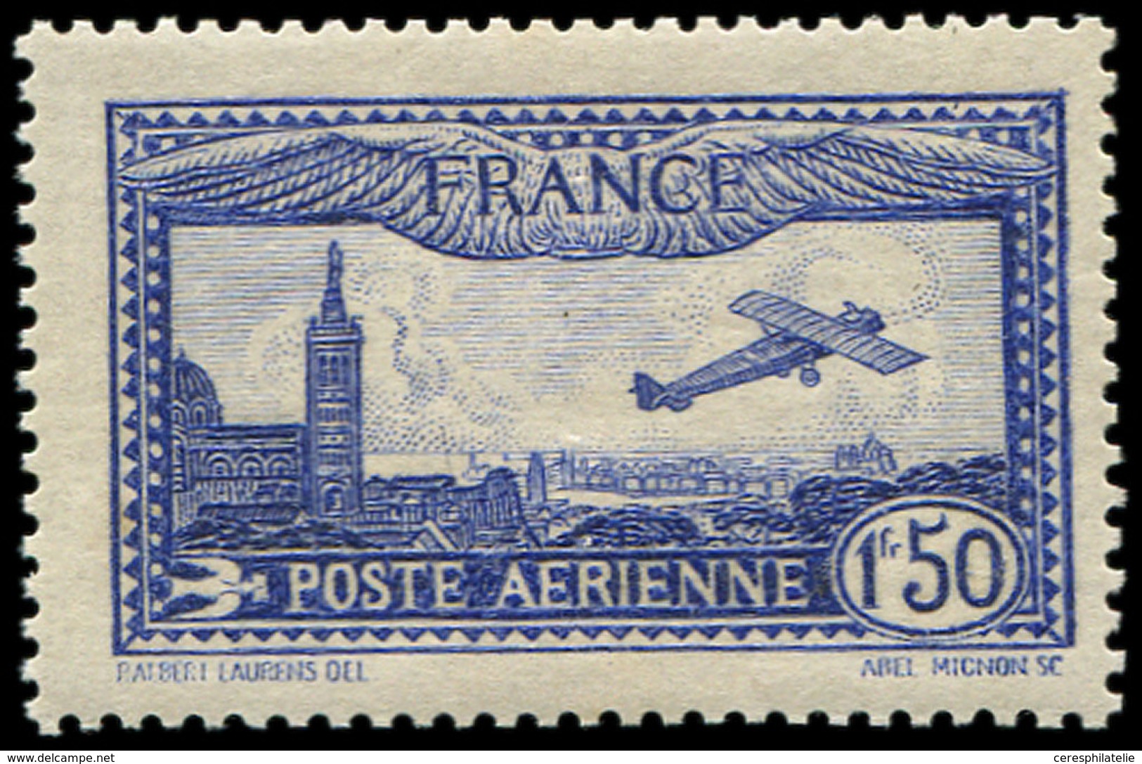** POSTE AERIENNE - 6b  Vue De Marseille, 1f.50 Outremer VIF, TB. C - 1927-1959 Nuevos