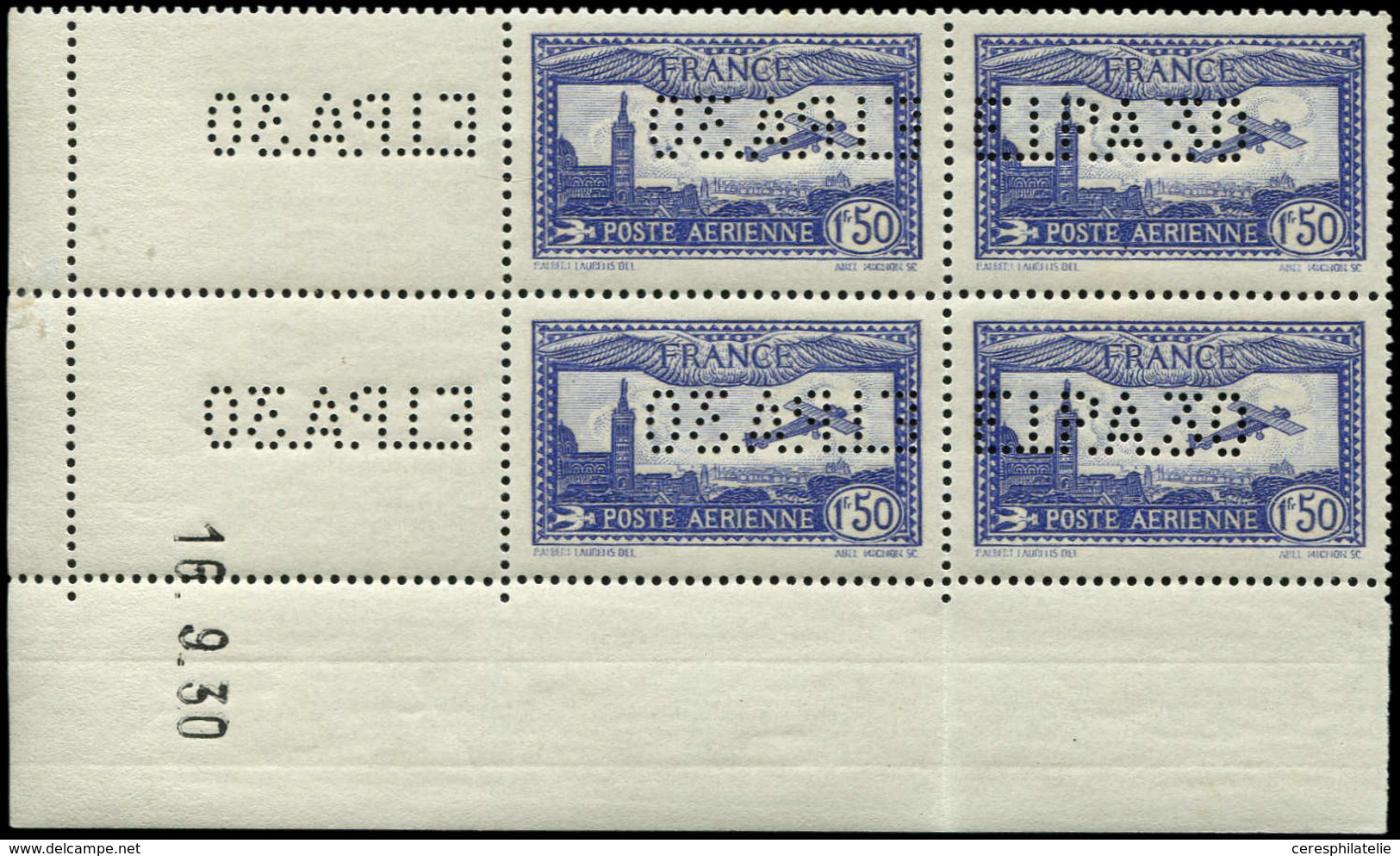 ** POSTE AERIENNE - 6c  1f.50 Outremer, E.I.P.A., BLOC De 4 CD 16/9/30, TB. J - 1927-1959 Nuevos