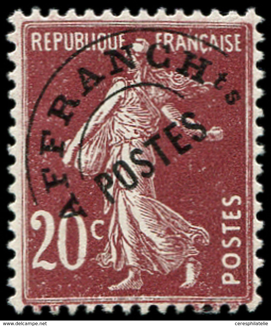 ** PREOBLITERES - 54  Semeuse Camée, 20c. Brun-lilas, TB - 1893-1947