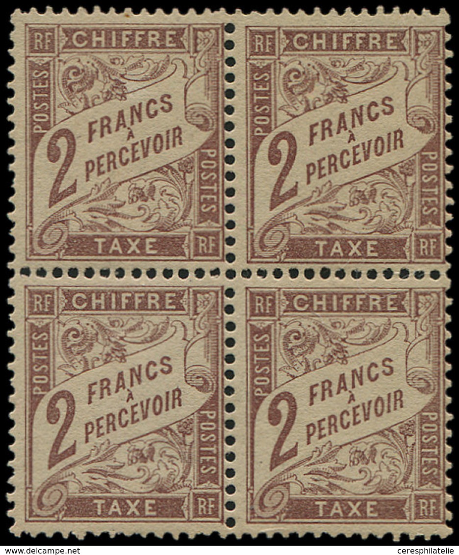 ** TAXE - 26   2f. Marron, BLOC De 4, Très Frais Et TTB - 1859-1959 Cartas & Documentos
