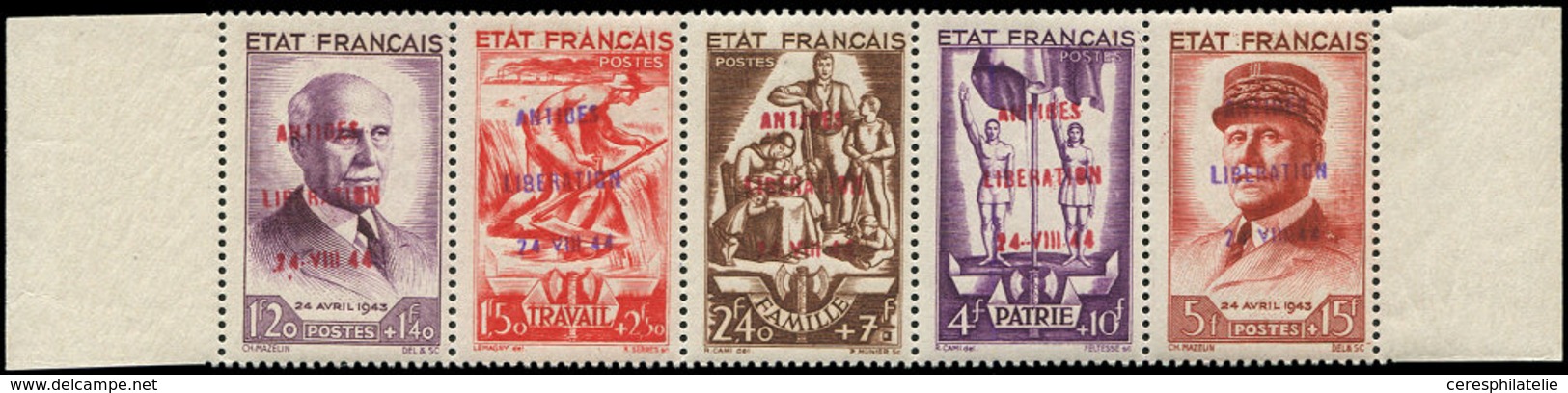 ** TIMBRES DE LIBERATION - ANTIBES 45 : Bande T.F.P., Bdf, TB - Liberación