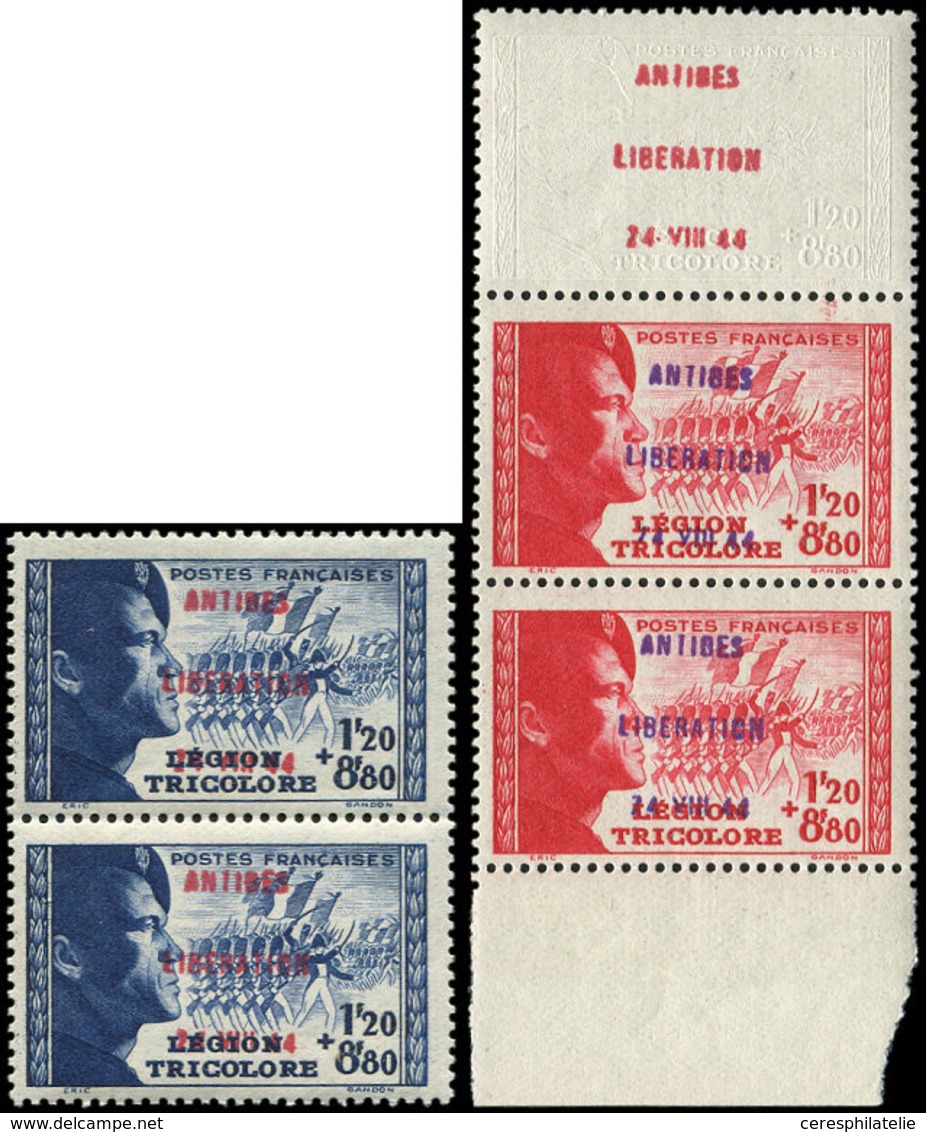 ** TIMBRES DE LIBERATION - ANTIBES 46C : Bande Légion Tricolore, Détachée, Sinon TB - Liberación