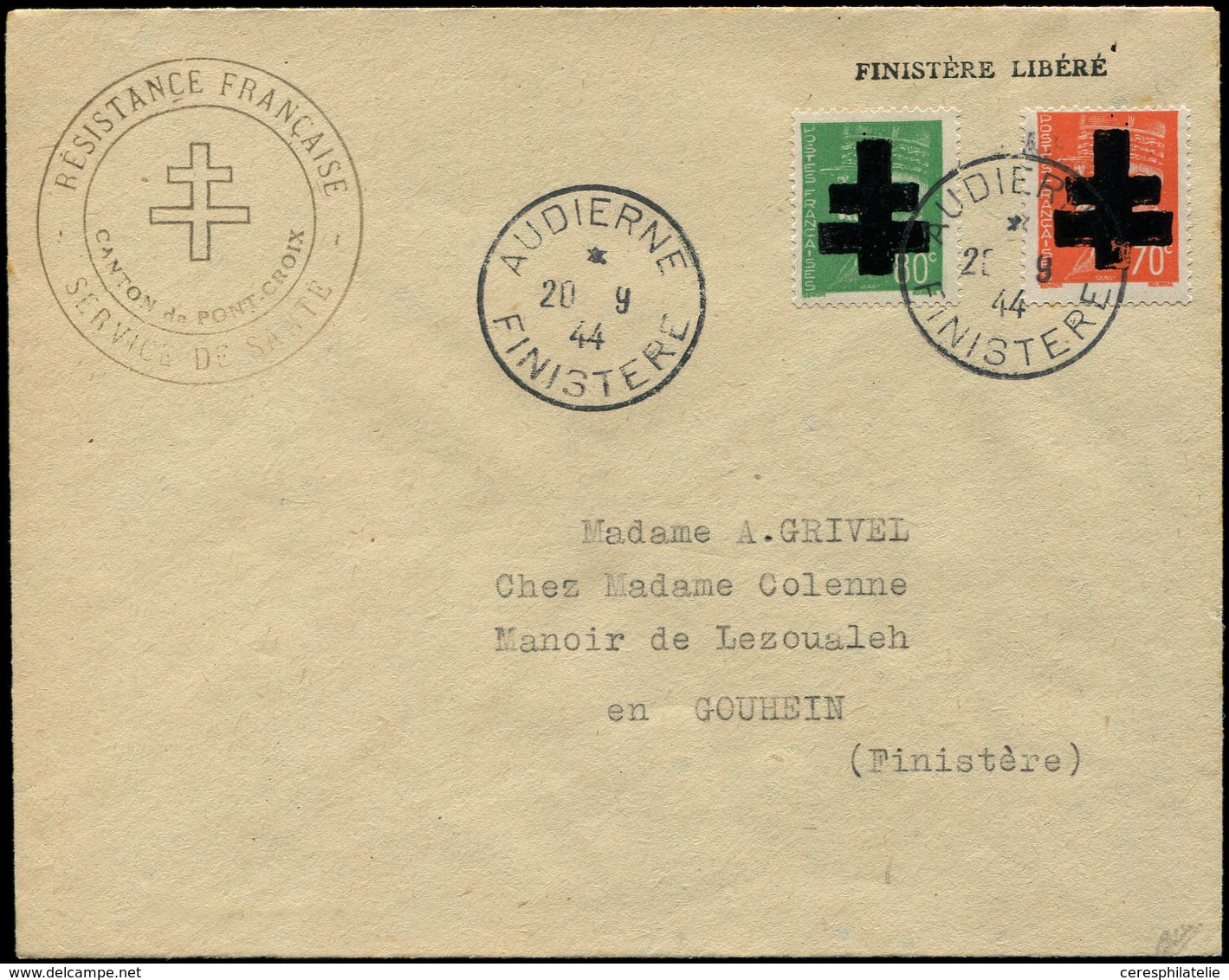 Let TIMBRES DE LIBERATION - AUDIERNE 6 Et 9 T II Obl. 20/9/44 Sur Env., TB - Liberación