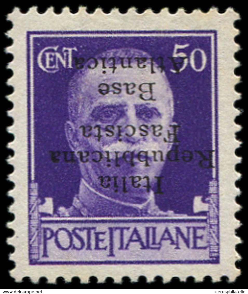 * Spécialités Diverses - BASE NAVALE ITALIENNE 11c : 50c. Violet, Surcharge RENVERSEE, TB. C, Cote Et N° Maury - Otros & Sin Clasificación