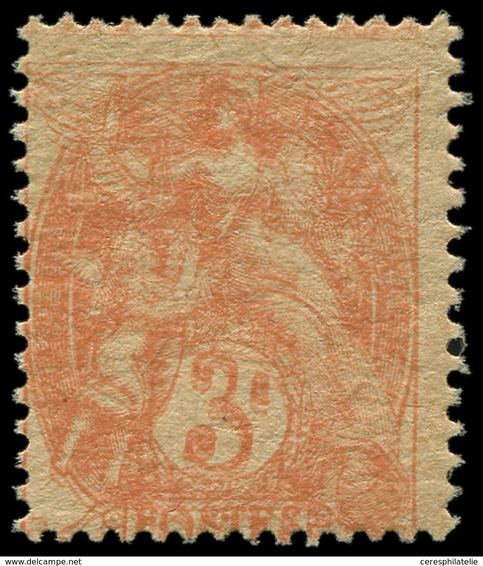 ** VARIETES - 109j  Blanc,  3c. Orange, Impression DOUBLE, Papier GC, Grande Rareté, TB. C - Nuevos