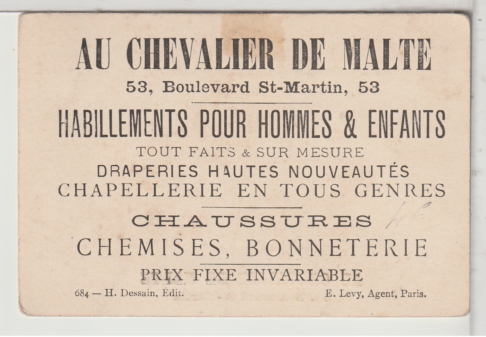 CHROMOS -  AU CHEVALIER DE MALTE - Paris - Other & Unclassified