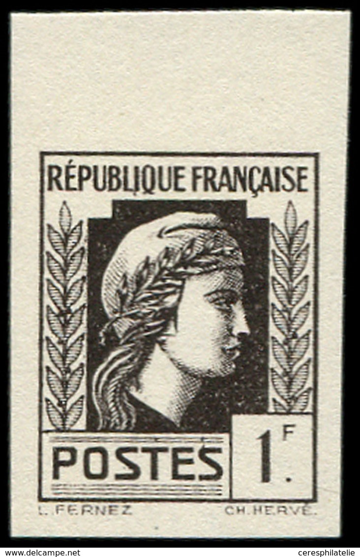 * ESSAIS DE COULEURS NON DENTELES - 637   Marianne,  1f., ESSAI De COULEUR En Brun-noir, NON DENTELE Bdf, TB, Cote Maury - Otros & Sin Clasificación