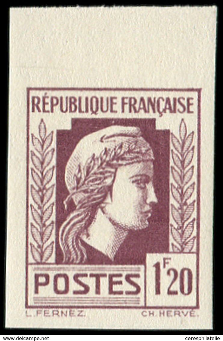 ** ESSAIS DE COULEURS NON DENTELES - 638   Marianne,  1f.20, ESSAI De COULEUR En Lilas-brun NON DENTELE Bdf, TB, Cote Ma - Otros & Sin Clasificación