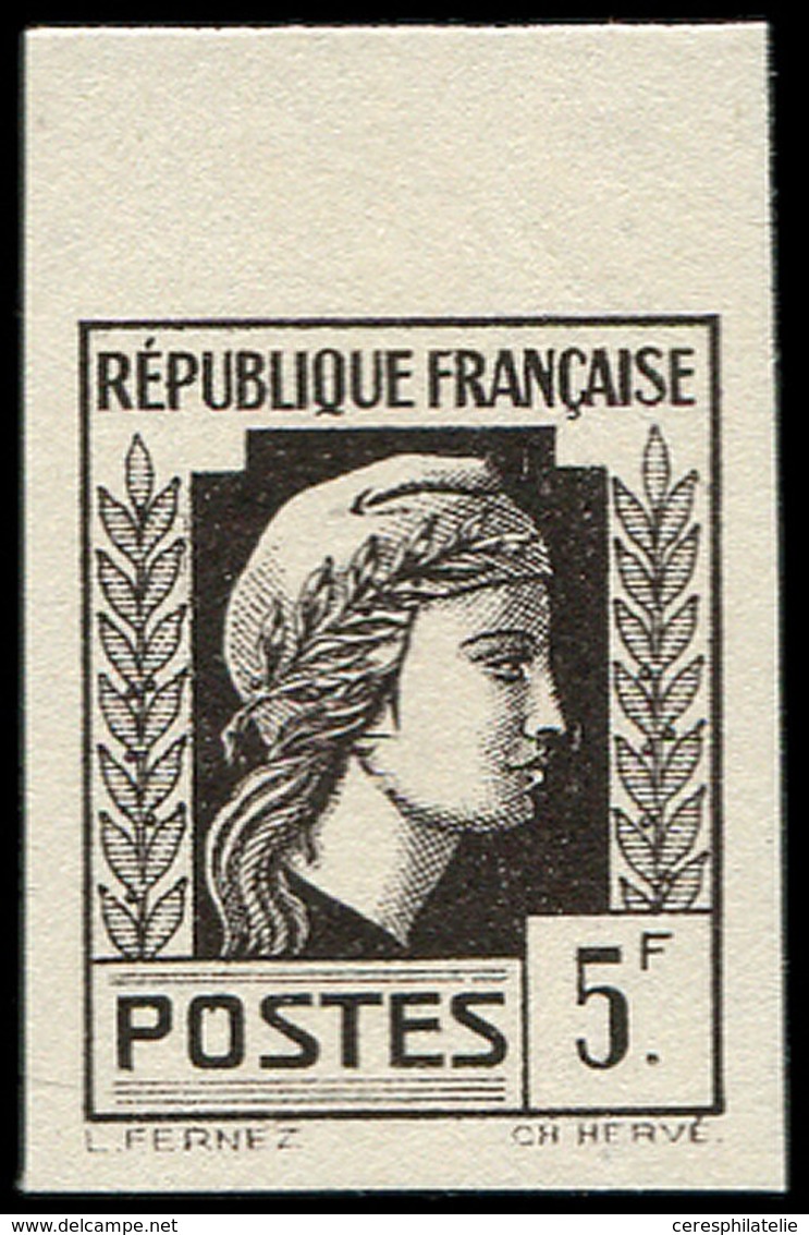 ** ESSAIS DE COULEURS NON DENTELES - 645   Marianne,  5f., ESSAI De COULEUR En Brun-noir, NON DENTELE Bdf, TB, Cote Maur - Otros & Sin Clasificación