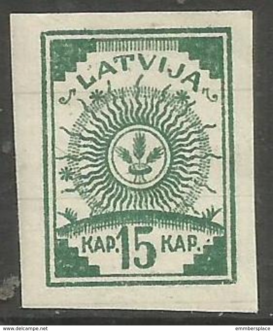 Latvia - 1919 Sun Design 15k  MH *  (Printed On Lined Paper - 3 Lines)   Mi 5  Sc 5 - Latvia