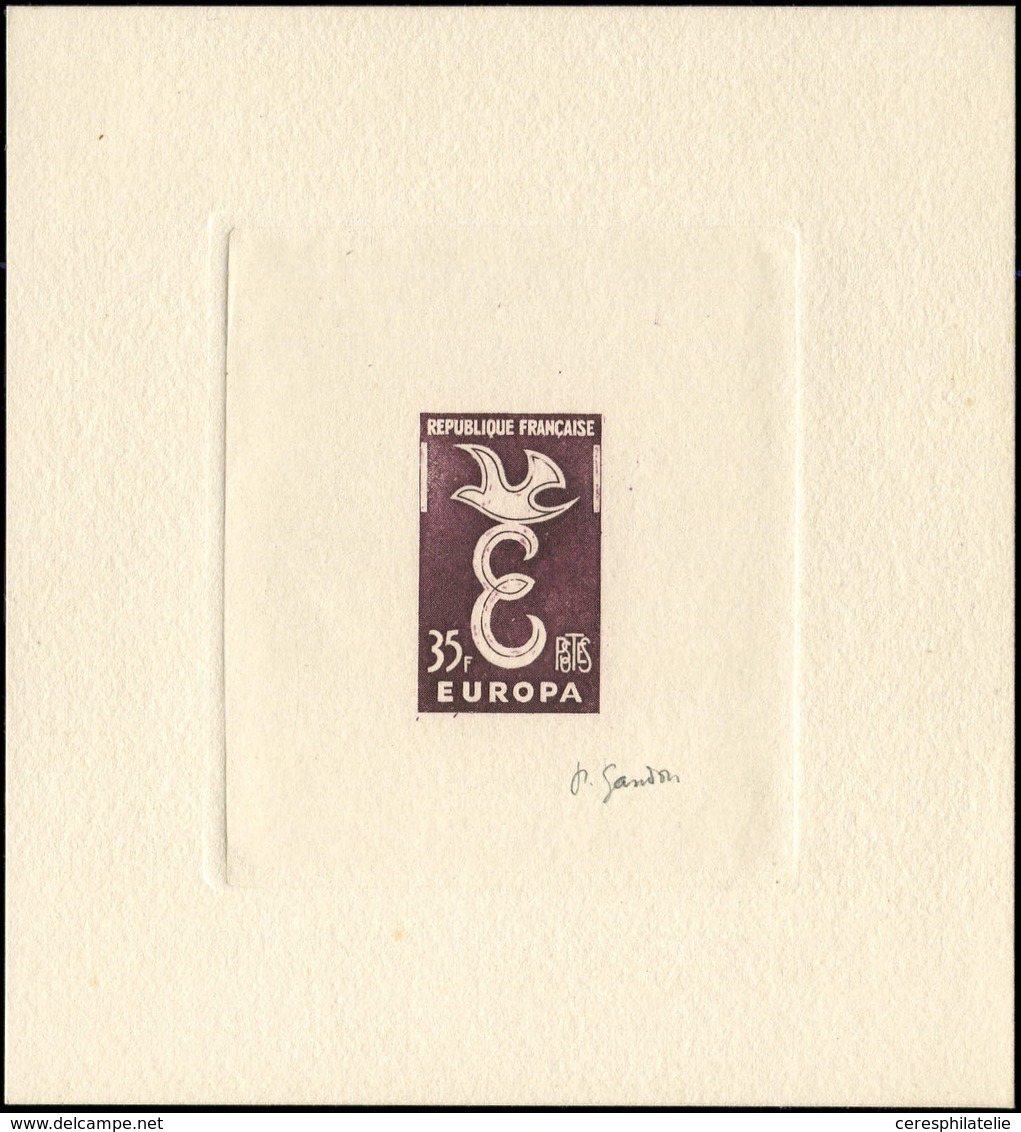 EPREUVES D'ARTISTES ET D'ATELIER - 1174   Europa 1958, 35f., épreuve D'artiste En Brun Violet Signée Gandon, TB - Prueba De Artistas