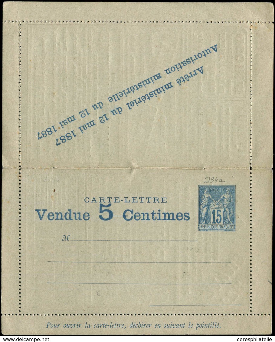 Let ENTIERS POSTAUX - Sage, 15c. Bleu, CL Annonces N°J34a, La Missive Ed. N°1-10000 10/6/87, Superbe - Otros & Sin Clasificación