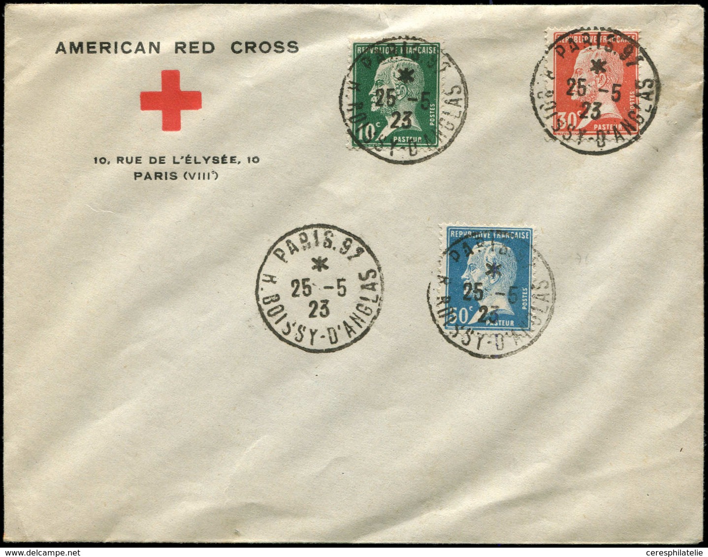 Let LETTRES DU XXe SIECLE - N°170, 173 Et 176 Obl. 1er Jour PARIS 25/5/23 S. Env. AMERICAN RED CROSS, Superbe - Cartas & Documentos